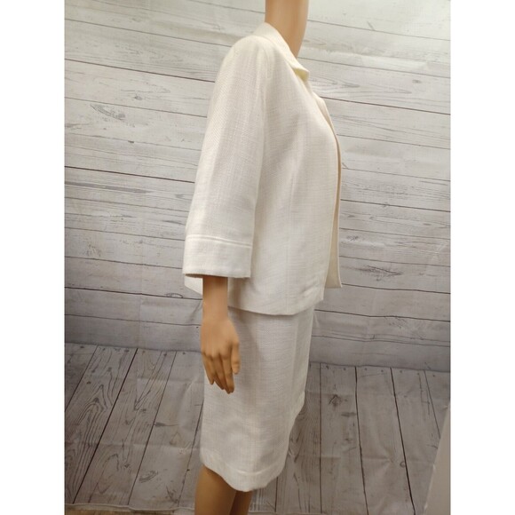 Cato Suit Set Cardigan Jacket Blazer & Skirt Ivory Tweed Textured Sz 10 Lined - Picture 2 of 12